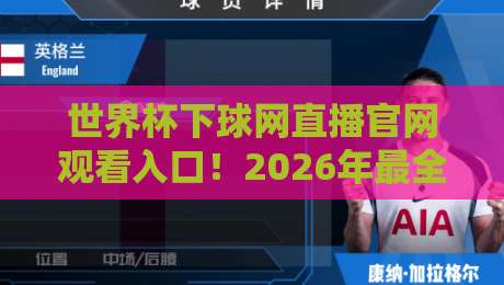 世界杯下球网直播官网观看入口！2026年最全观赛指南与实测体验